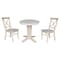 International Concepts 30 in. Solid Wood Round Top Pedestal Dining Table with 2 Chairs, Unfinished K-30RT-23B-C613-2 - alternate 1